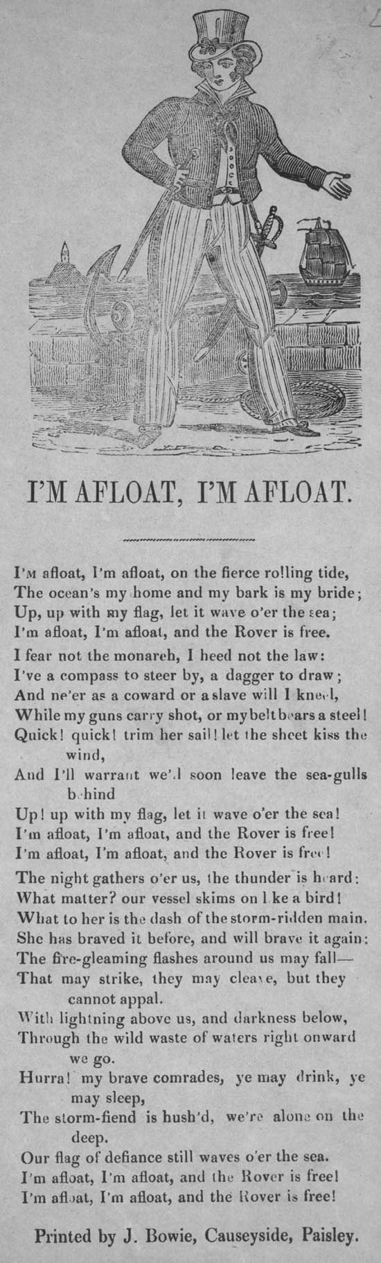 Broadside titled I'm afloat, I'm afloat