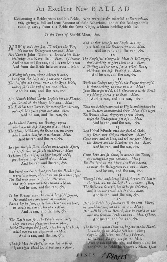 Broadside titled An Excellent New BALLAD