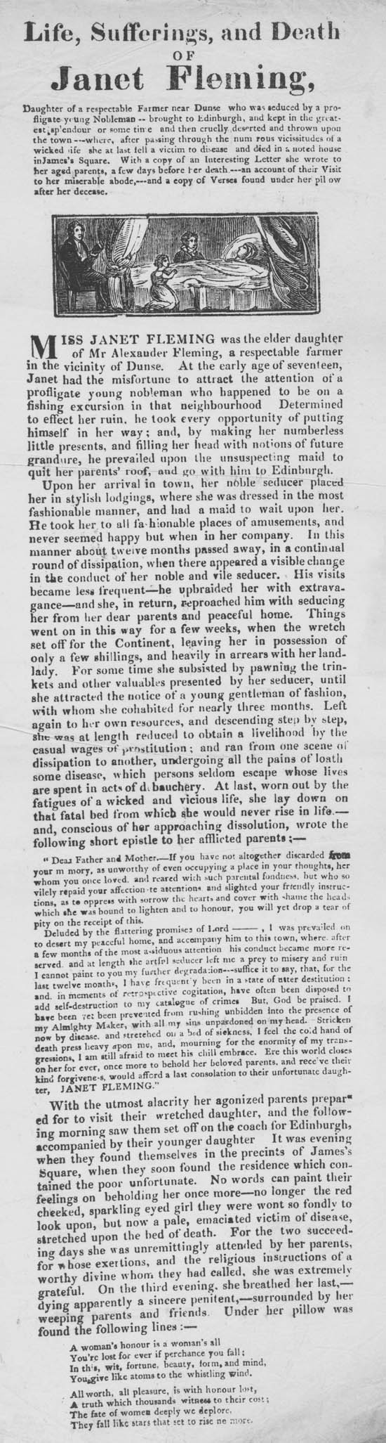 Broadside titled Life, sufferings, and death of Janet Fleming