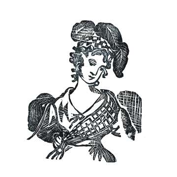 Monochromatic ink printing of a victorian woman