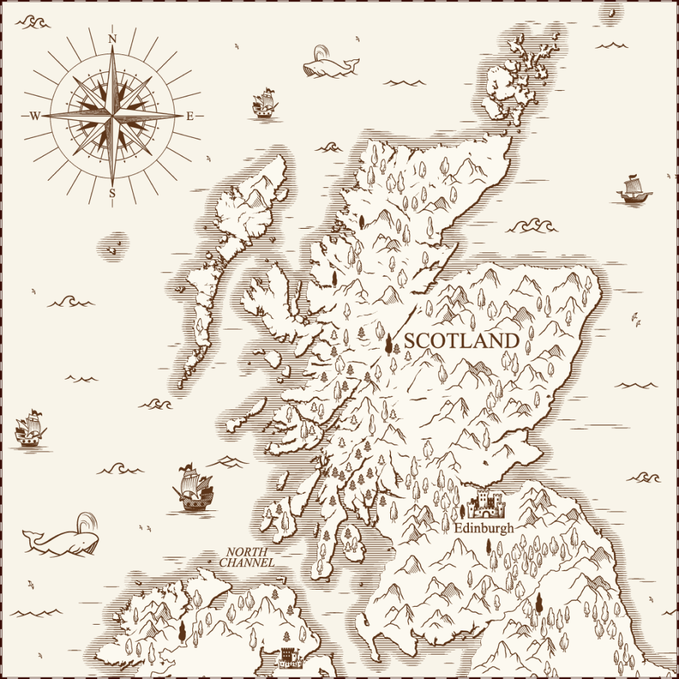 old style map of the United Kingdom